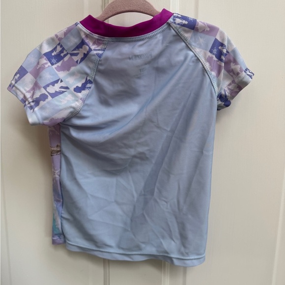 NWOT 3T Girls Disney Frozen Purple and Blue Short Sleeve Rashguard Bathingsuit - Picture 5 of 5
